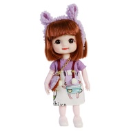 6 Inch Girl Doll & Accessories with 13 Removable Joints Mini Trumpet Children's Simulation Doll Set 