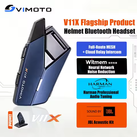 Vimoto V11X Motorcycle Helmet Bluetooth Headset MESH Intercom jbl Sound AI Noise Reduction 16 Riders