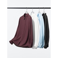 KEMEJA UNIQLO ORIGINAL Plain Striped Long Sleeve Rayon Blouse Shirt Women Blouse