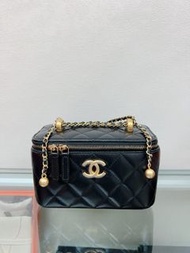 (Sold) 全新✨24C Chanel vanity 黑色雙金珠長盒子/ 盒子包