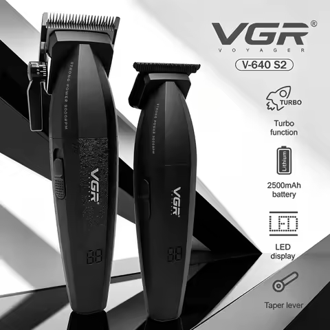 VGR Hair Trimmer Professional Clipper Cordless Barber 9000 RPM Rechargeable Hair Cutting Machine Met