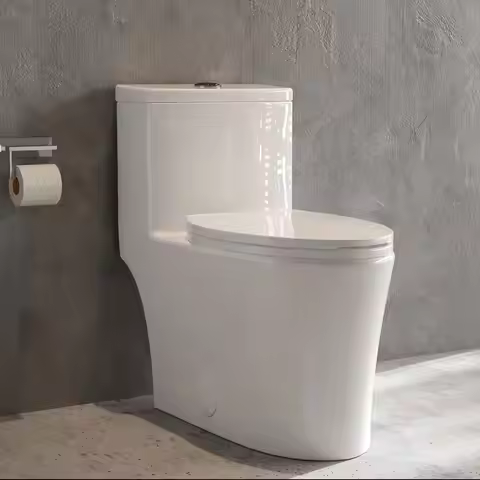 Elongated One-Piece Toilet, Full Skirt & Sleek Design, Dual Powerful Flush Toilet 0.8/1.28 GPF and M