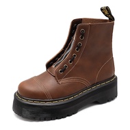 Dr. Martens Women’s Brown Leather Combat Boots with Thick Sole