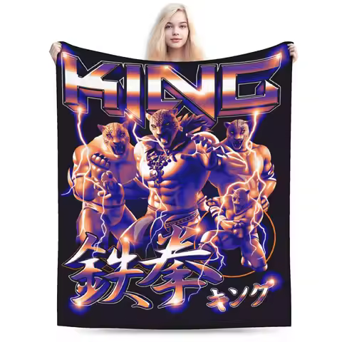 KING Bootleg Tekken 8 Plush Blanket Girls Boys Flannel Throw Blanket For Home Decor Warm Customized 