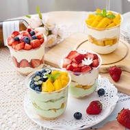 (50PCS) 250ml/360ml U Shape Cup Transparent Plastic Cup / Cawan with Lid for Kek Tiramisu Mousse Cak