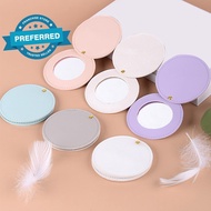 Leather Makeup Mirror Round Ultra-thin Lightweight Portable Color Cosmetic Pocket Mirror Gifts I5r7