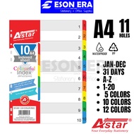 Astar Index Divider PP Waterproof Plastic Colorful Index