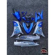 COVERSET BODYSET YAMAHA LC LC135 V2 V6 V7 DR BIRU SILVER VPBC5 S3 BATIK BIRU STRIPE TANAM CODE 031 D