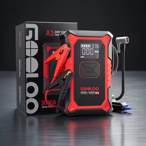 GOOLOO A3 Jump Starter with Air Compressor, 3000A Portable Car Battery Booster (9.0 Gas/6.5L Diesel)