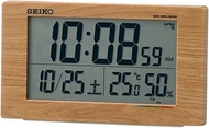 Seiko SQ784A SEIKO Alarm Clock, Natural Radio, Digital Calendar, Comfort, Temperature, Humidity, Display, Light Brown, Wood Grain