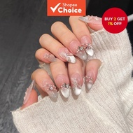 Handmade mirror moon butterfly cat eye gel nails, reusable and detachable nail tips with polishing f