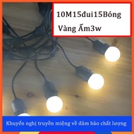 Kèm bóng kín nước - Bộ đui đèn ngoài trời trang trí 5m hay 10m kèm 10 đui - 15 đui - 20 đui loại chố