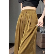 Chinese Style Ice Silk Pants Women 2025 Summer Thin Style Narrow Wide-Leg Pants Jacquard Straight-Le