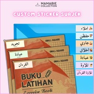 Sticker Subjek Jawi Arab Custom KAFA Sekolah Agama Label Buku File Cikgu