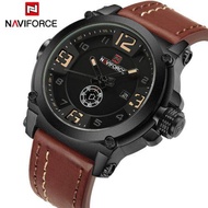 Naviforce บุรุษยอดนาฬิกาแฟชั่นแบรนด์หรูกีฬาควอตซ์-นาฬิกาสายหนังทหารนาฬิกาผู้ชายนาฬิกาข้อมือกันน้ำ