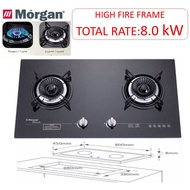 MORGAN 8.0kW High Fire Flame MBH-GC522C  Burner Built In / Table Top Gas Cooker / Gas Stove / Gas Hob 8mm Tempered Glass