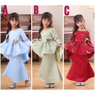 Cooleves 20Girl Baju Raya Flower Lace peplum Kanak-kanak perempuan 2-12y