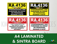 RA 4136 Bawal Pumarada Signage