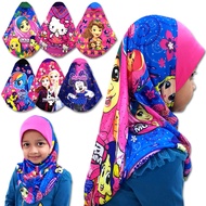 KT Kids TUDUNG INSTANT FullPrint Microfiber-Random Design,Color. (10Y Below) Shawl Budak Soft Awning Sofia Pony Frozen