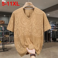 ASFLY 11XL Plus Size Men's T Shirts Summer Casual Loose Short Sleeve V-neck Tshirts  Man Big Size 9X