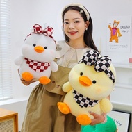 Chicken and Duck Teddy Bear Wearing a Bow and Checkered Bib as a Birthday Gift, Lovely Meaningful To
