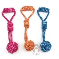 &gt;V44859) Dog Cat Bite Toy Tug Of War Rope Ball Toy Ball Rope Biting Toy