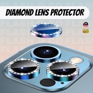 iPhone 15 Pro Max 15 Plus 14 13 Mini 11 12 Pro Max Diamond Camera Lens Protector Ring Metal Alloy Tempered Glass