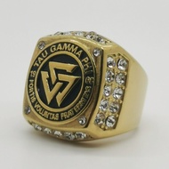 Stainless Steel Men's Ring Tau Gamma Phi Fraternity Ring with Rhinestone Size 7-13