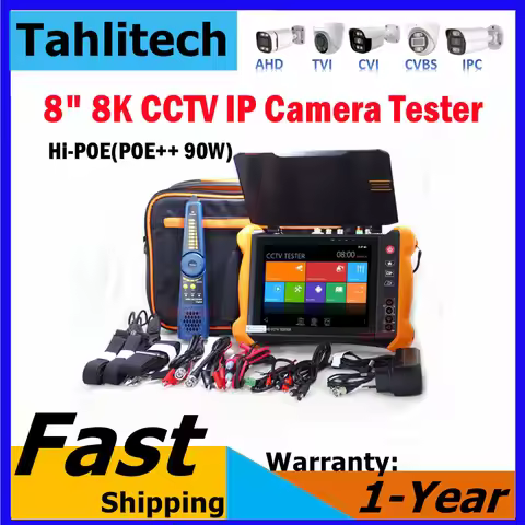 TOP Full Function IPC Tester X9-MOVTADHS Pro PoE++ 90W 8 inch 2K Retina Screen 8K H.265 IP CCTV Test