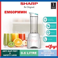 SHARP EM60PMWH SPORT BLENDER 0,6L SAFETY LOCK STAINLESS STEEL BLADE ( 2 BOTTLES)