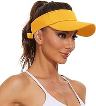 Sun Visor for Women Men Sun Hat with UV Protection Adjustable Sports Tennis Golf Summer Sun Hat Visor for Outdoor Yellow