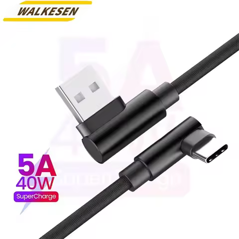40W 5A Elbow Data Cable USB To Type C Fast charging Data Cable 90 Degree Phone Cable For iPhone Xiao