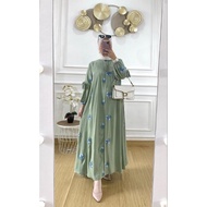 Fawziya Dress Gamis Crinkle Pompom