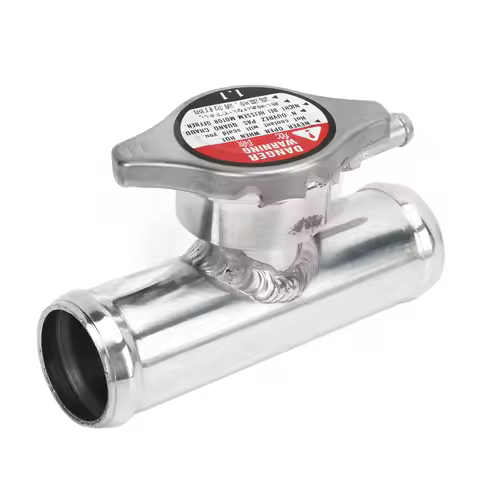 Radiator Filler Neck Inline Radiator Hose Filler Neck With 16PSI 32mm 1‑1/4in OD T6061 Aluminum Poli