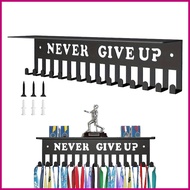 Trophy Wall Shelf with Hooks Wall-Mounted Awards Rack Sports Award Hanger Display for Running Challe