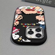 Crayon Shin Chan Anti Drop Large Hole Mirror Frame Cartoon Case Suitable for IPhone 7 8 Plus 11 12 13/14pro 15 Pro Max XR X XS Max SE 2020 Silicone Hard Case Full Package