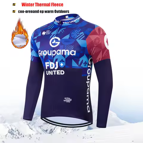 2026 FDJ Winter Thermal Fleece Cycling Jersey Ciclismo MTB Bicycle Clothing Bike Shirt Cycling Equip