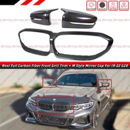 FOR 2019-22 BMW G20 330i REAL CARBON FIBER FRONT GRILL TRIM + M STYLE MIRROR CAP