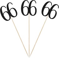 Black Glitter 66th Birthday Centerpiece Sticks, 12-Pack Number 66 Table Topper Anniversary Party Dec