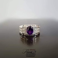 cincin lelaki permata purple silver 925, cincin lelaki perak 925 batu ungu, silver 925 men ring in p