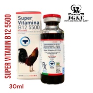SUPER VITAMINA B12 5500 (30ml) ROOSTER LOGO FOR GAMEFOWL, BIRDS