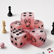 5/10pcs 1.6CM D6Dice Set, Translucent Pink Dice With Black Dot Patterns Are Suitable For Party Enter