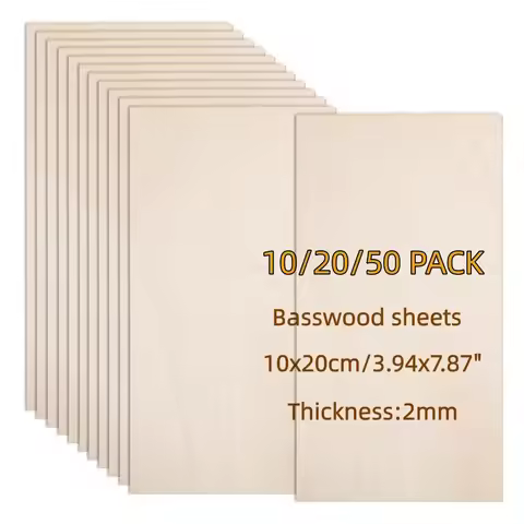 10x20cm Basswood Sheets for Crafts 2mm Thick Plywood Sheets Unfinished Rectangular Wood Boards for L