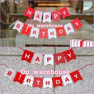 MERAH Red HBD banner - red HBD bunting flag - birthday banner - birthday bunting flag