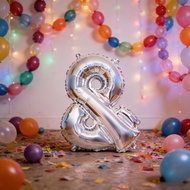 5/10PCS Silver Ampersand Balloon Set for Birthday Party Decoration 16 Inches Number Balloon