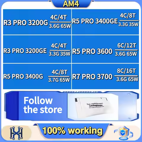 Ryzen 3 R3 PRO 3200G R3 PRO 3200GE Ryzen 5 R5 PRO 3400G R5 PRO 3400GE R5 PRO 3600 Ryzen 7 R7 PRO 370