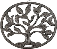 gasaré, Cast Iron Trivet for Hot Dishes, Pots, and Pans, Metal Trivet, Tree Roots Design, Rubber Feet Caps, Ring Hanger, 8¼ x 6¾ Inches, Brown, 1 Unit