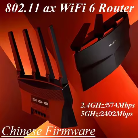 Chin-Firmware, 4 Antennas WiFi6 Wireless Router 802.11AX Double bands 2.4GHz 574M + 5GHz 2402M, 4 Gi