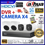 DAHUA 4-CHANNEL 2MP Full HD 1080P CCTV 4CH (DVR 5MP) + Camera (2MP)+ HardDisc + Power Supply