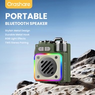 Orashare BSG02 Portable Bluetooth Speaker with RGB Light TWS Metal Subwoofer Outdoor Mini Speaker